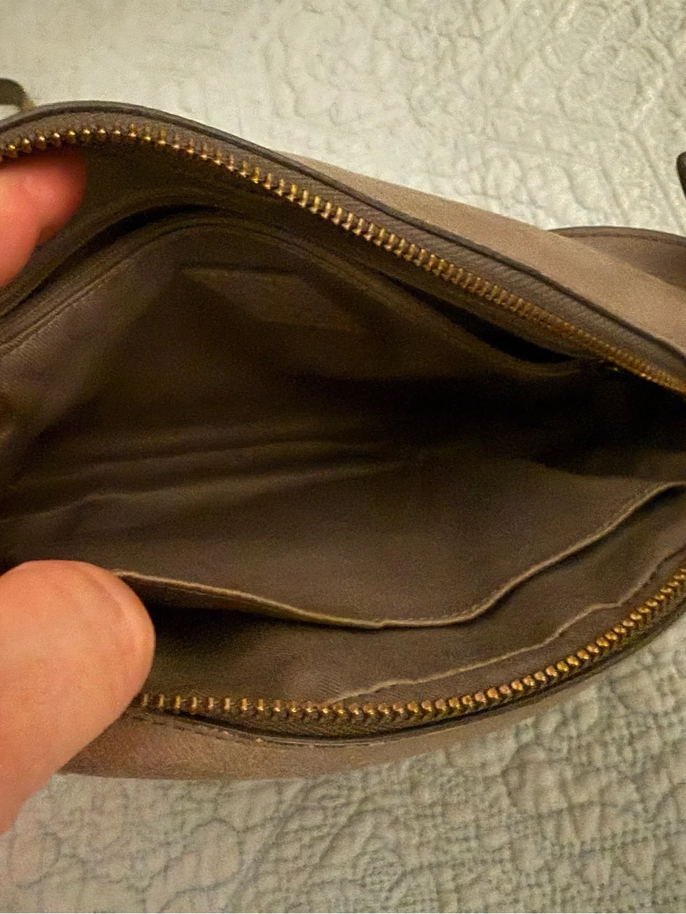 Fossil gray/Taupe Leather Crossbody Bag with Braided Accent